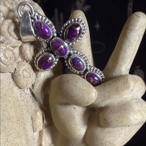 Beautiful Purple Mojave Turquoise Pendent Cross